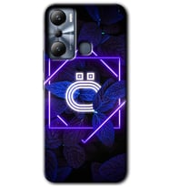 İnfinix Hot 20i Kılıf HD Desen Baskılı Kılıf - Dark Neon Yaprak Ö Harfi