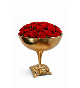 Metal Kaplama Zamak Ayaklı Dekoratif Kase Gold 34 cm Şık Tasarım