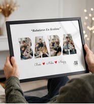 Babalar Günü Hediyesi Kişiye Özel Fotoğraflı BABA Çerçeve Tablo - Babaya Anlamlı İsimli Hediye