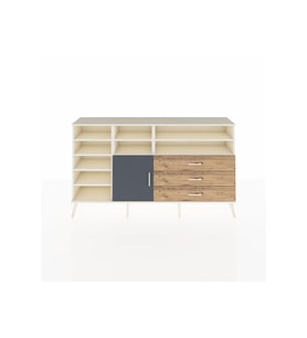 Arges Konsol 8 Raflı 3 Çekmeceli Tek Kapaklı  176x30x99 Aytaşı-Antrasit/Çam