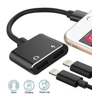 iPhone Uyumlu 6 7 8 Plus XR X 11 Lightning Kulaklık Şarj Giriş Çoklayıcı (Siyah)