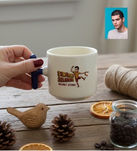 Kişiye Özel Karikatürlü Sarı Kırmızı Taraftar T Kupa Doğum Günü Hediyesi