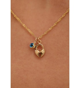 14 Ayar Altın Kalp-Göz Singapur Zincir Kolye