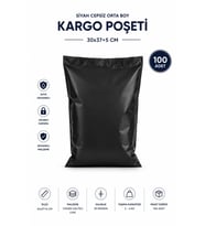Siyah Cepsiz Orta Boy Kargo Poşeti 30x37+5 Cm 100 Adet