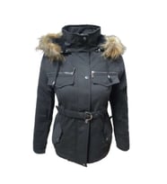 Tmberline Tb3435 Kadın Gabardin Kapüşonu Kürklü Kısa Boy Mont - Tb3435 - Siyah