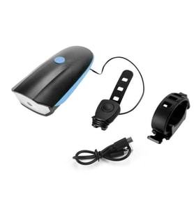 Forte GT 250 Lümen Bisiklet Ön Farı 2 İn 1 Korna 140 db Xbyc 6163 Usb Şarjlı Mavi (Siyah)