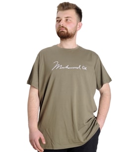 Mode XL Büyük Beden Erkek T-shirt MUHAMMED ALI 23160 Haki