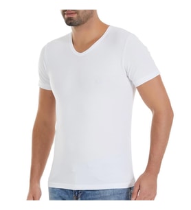 6 Adet Yıldız Erkek Modal V Yaka T-Şhirt Fanila Beyaz 150