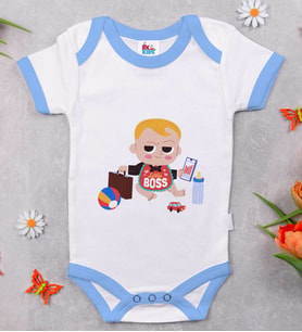 BK Kids Little Boss Tasarımlı Mavi Bebek Body Zıbın-1