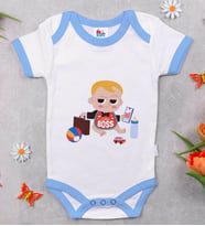 BK Kids Little Boss Tasarımlı Mavi Bebek Body Zıbın-1