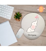 Kişiye Özel Fil Kalp Temalı Mouse Pad Bilek Destekli