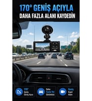 WiFi Destekli Araç İçi Kamera Çift Kameralı Full HD 1080P 170° Geniş Açılı Araç Kayıt Kamerası