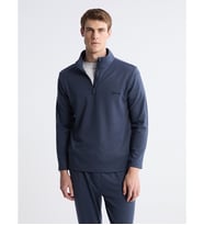 LC WAIKIKI İndigo Dik Yaka Uzun Kollu Polar Erkek Pijama Üst