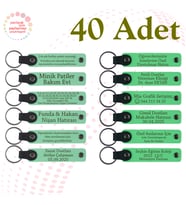 Yeşil & Fıstık Yeşili, Şirket Kutlamalarına Özel Hediye, 40’lı Set, İsimli Anlamlı Deri Anahtarlık