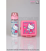 YENİ SEZON LİSANSLI HELLO KITTY 500 ML TRITAN MATARA VE 2 KATLI BESLENME KABI SETİ