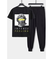 Unisex Aesthetic Baskılı 2'li Eşofman Takımı (Siyah)