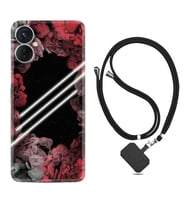 Tecno Spark 9T Kılıf Silikon Boyun Askılı İpli Desenli Silikon Flowers Line 1732