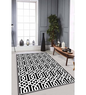 Siyah Spor Kaymaz Tabanlı Makinede Yıkanabilir Halı LB002 - 100 x 160 cm