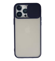 Newface Apple iPhone 13 Pro Max Kılıf Palm Buzlu Kamera Sürgülü Silikon - Lacivert