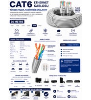 CAT6 Ethernet Kablo 30 Metre