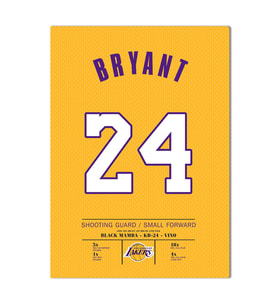 Kobe Bryant 24 Forma Kanvas Tablo 40x55cm NBA Los Angeles Lakers Jersey