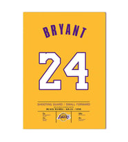 Kobe Bryant 24 Forma Kanvas Tablo 40x55cm NBA Los Angeles Lakers Jersey