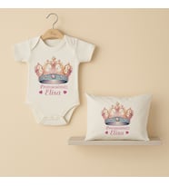 Pia Baby Premium %100 Pamuk İsme Özel Organik Baskılı Çıtçıtlı Bebek Body Ve Yastık Kılıfı 5047-19 (Ekru)