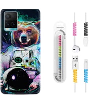 Vivo Y11S Y21S Y20 Y20S Y70 Kılıf Kablo Koruma Spiral Silikon Astronot Panda 1755