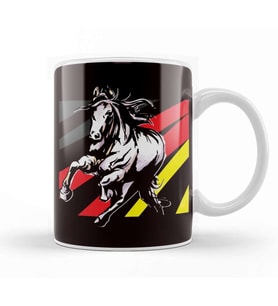 German Flag Horse Riding Equestrian Sport Horseshoe Saddle Kupa Bardak Porselen
