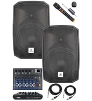 Maxword Maxi-12A-MİXER Set 2 Adet 12 İNÇ Aktif Hoparlör Mikser ve Mikrofon Ses Sistemi (1200W + 1200W)