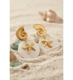 Deniz Kabuğu ve Deniz Yıldızı Detaylı Renk Doğal Sedef Küpe TJ-BKP11981
