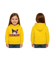 Unisex Baskılı Çocuk Swaetshirt Kapüşonlu 3 İplik Şardonlu Kuromi baskılı (Sarı)