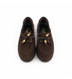 Kadın Yüksek Kaymaz Taban Kahve Süet Boncuklu Bağcıklı Loafer Oxford Ayakkabı