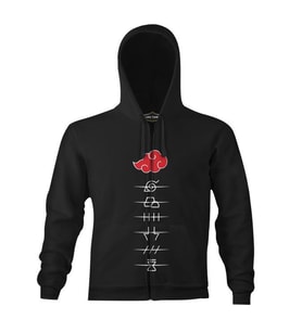 Naruto - Hidden Villages Akatsuki Siyah Erkek Kapşonlu