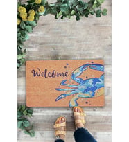 Valerine Life Mavi Yengeç Desenli Welcome Hoş Geldiniz Kapı Önü Paspası 45x70cm