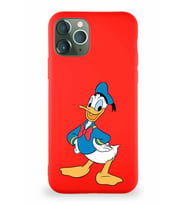 Apple iPhone 11 Pro Soft Premier Kapak Donald Duck-C Tasarımlı Silikon Kılıf - Kırmızı (Şeffaf)