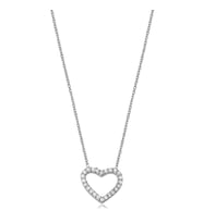 EMILIANO JEWELLERY Zirkon Taşlı Pırlanta Montür Rodium Kaplama Kalp Gümüş Kolye
