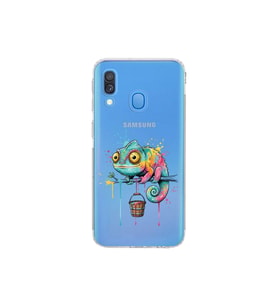Samsung Galaxy A40 ile Uyumlu Splash Bukalemun Tasarımlı Şeffaf Silikon Kılıf