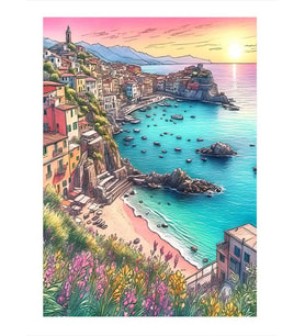 Sahil Kasabası Ve Manzara Hediyelik Ahşap Tablo