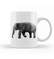 Geometric Animal Female Elephant Kupa Bardak Porselen