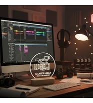 KİŞİSELLEŞTİRİLEBİLİR Kameraman Temalı 3D LED Lamba Masa Lambas (Şeffaf)
