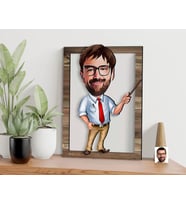 BK Gift Kişiye Özel Erkek Öğretmen Karikatürlü 3D Ahşap Tablo, Sevgiliye Hediye, Arkadaşa Hediye, Yıl Dönümü Hediyesi, Doğum Günü Hediyesi-2