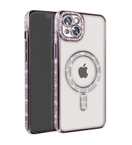 Apple İphone 14 Kılıf Joke Simli Magneticsafe Kılıf - Derin Mor