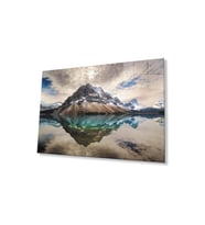 Dağ Yansıma Manzara Cam Tablo 4mm Dayanıklı Temperli Cam Mountain Reflection Landscape Glass Table (Çok Renkli)