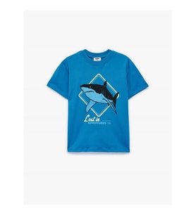 Koton Köpek Balığı Baskılı Lacivert Erkek Çocuk T-Shirt 6SKB10067TK