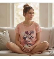 Kadın Giyim Kısa Kollu Baskılı Şortlu Pijama Takımı BB2663