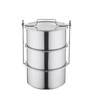 Özbir Paslanmaz Mat 430 Çelik 18/8  Endüstriyel Sefertası 3'lü 24x12 Cm 5.4 Lt 21 Porsiyon