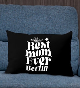 BK Gift Kişiye Özel İsimli Anneler Günü Tasarımlı Premium Kumaş Siyah Dikdörtgen Kırlent Yastık, Anneler Günü Hediyesi, Ev Dekorasyonu-1
