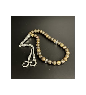 Bronzit 8mm 33lük Doğal Taş Tesbih (Kahverengi)