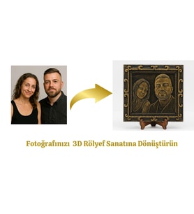 Kişiye Özel 3D Rölyef Tablo – Fotoğrafınızı Sanata Dönüştürün (Eskitme Altın)